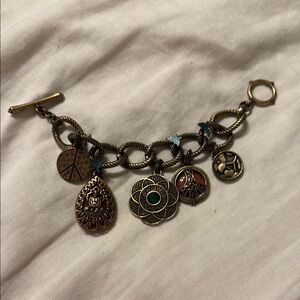 Vintage Charm Bracelet with Gold and Brown Accents